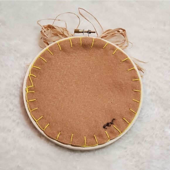 Handmade Cross-stitched Red Truck w Christmas Tree, Approximately 6.25" diameter - Picture 3 of 3